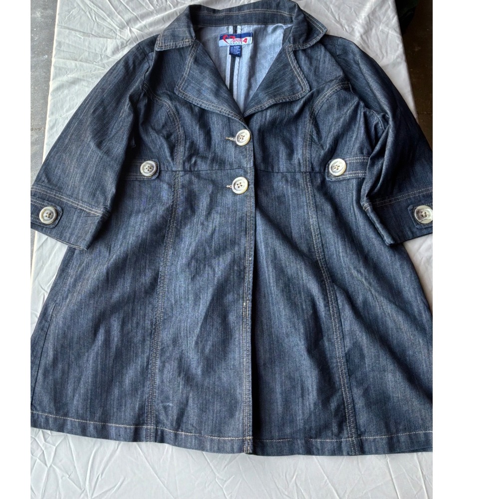 [Mod] Womens Kwak Jeans Denim Car Coat 18/20W Dark Blue Indigo